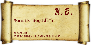 Mensik Boglár névjegykártya